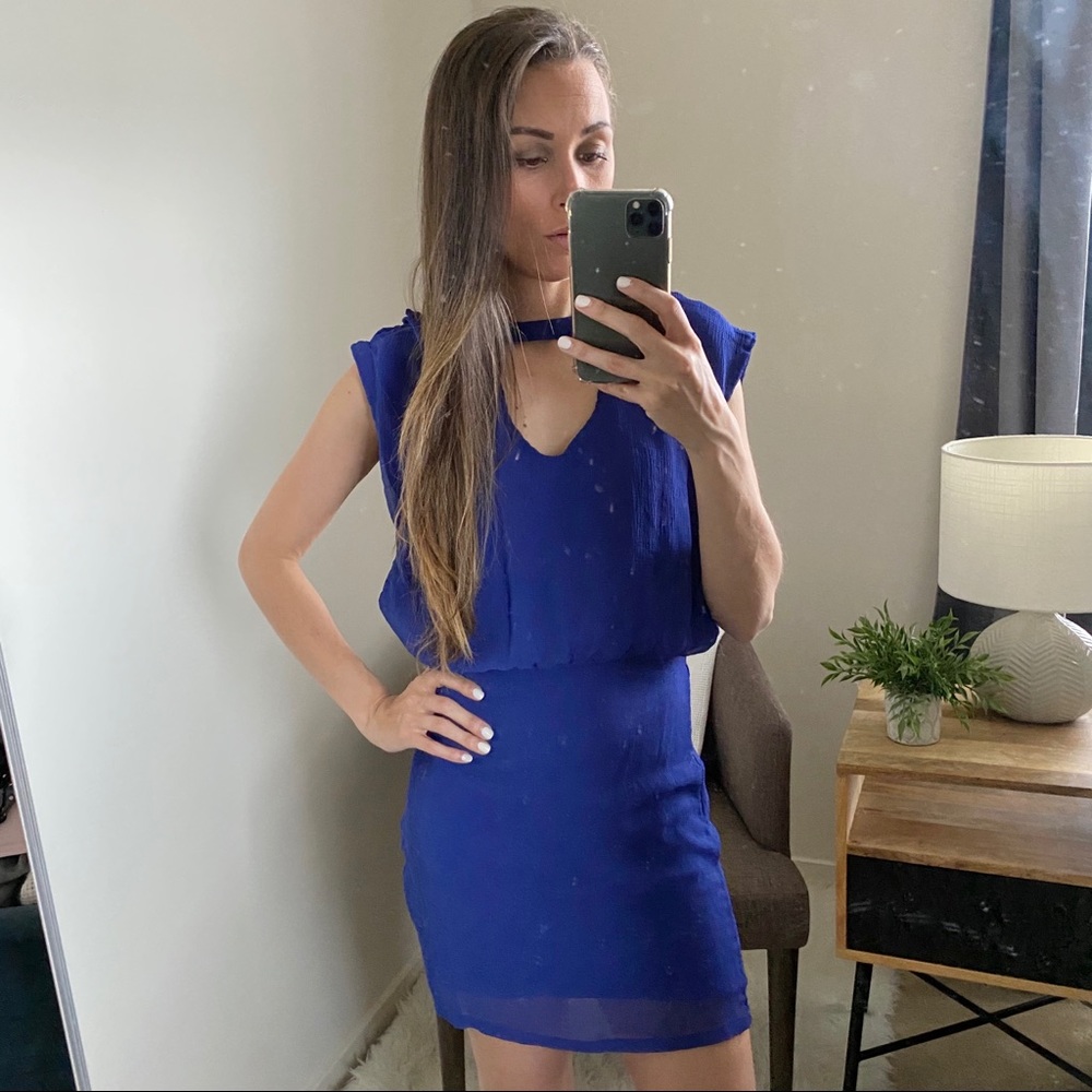 Urban Outfitters V-Neck Open Back Dress Blue Sz 2
